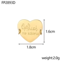Macro view of gold heart charm with angel engraving and dimension specs 1.6cm x 1.8cm - Gold Heart Wings Carved Style (FP2893D)