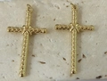 Minimalist golden cross pendant with textured scales and central X detail - Gold Scale Texture Cross Pendant (ZP32170D0W0)