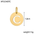 Detail of 14K gold plated stainless steel letter C charm with size and weight info - Letter C