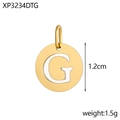 Detailed view of 1.2cm 14K gold plated stainless steel letter G round pendant - Letter G