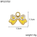 Detailansicht Goldanhänger Schleife mit gelbem Emaille und Strass, Breite 1,5 cm - Gelber Schleifen-Stil (BP3237D2)