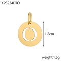 Detailed view of a 1.2cm gold stainless steel alphabet charm with a round hollow design - Letter O
