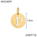 Detail of 14K gold plated letter P pendant with dimensions 1.2cm and 1.5g weight - Letter P
