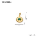 Hanger met boze oog, ingelegde groene malachiet en goudkleurige metalen afwerking - Gouden ronde radiale malachiet patroon steen stijl (WP36199B-6)