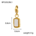 Detail of a square gold pendant with shell inlay and lobster clasp for DIY jewelry - Rectangle Lobster Clasp Style (BP32022BL1)