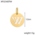 Detail of 1.2cm gold plated stainless steel round pendant with letter W engraving - Letter W