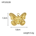 Detailed view of a gold butterfly pendant with measurements 1.3cm by 1.8cm and 5.6g weight - Golden Textured Butterfly Pendant (HP32022B)