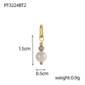 Detail showing dimensions and components of the gold pearl drop earring attachment - Gray Faceted Bead Pearl Pendant - Ring Clasp (PT3224BT2)