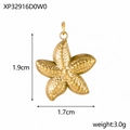 Goldener Seestern Metallanhänger mit Textur, Abmessungen 1,9 cm x 1,7 cm für Schmuckdesign - Seesternform (XP32916D0W0)