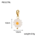 Macro detail of a small white daisy charm with golden clasp, size 1.0cm by 1.0cm - Little Daisy Pendant - Lobster Clasp (PB3227BL)