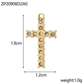 Goldener Kreuzanhänger mit weißen Strasssteinen, Variante 1,8 cm hoch und 1,2 cm breit - Strass-Kreuz (ZP20908D2A0)