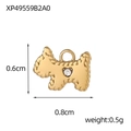 Detailed view of a small golden schnauzer pendant with rhinestone inlay and dimensions - Gold Dog Charm - With Rhinestone (XP49559B2A0)