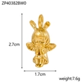 Golden angel pendant with bunny ears showing size 2.7cm and weight 7.6g for DIY jewelry - Praying Angel with Closed Eyes Style (ZP40382BW0)