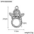 Dimensioni dettagliate del ciondolo angelo in acciaio argentato con altezza di 2,5 cm - Stile Angelo Scolpito 3D (AP41890A0W0)