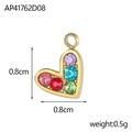Colgante de corazón dorado con piedras de circón de colores y medidas de 0,8 cm de ancho - Estilo Corazón Dorado Zircón Colorido (AP41762D08)