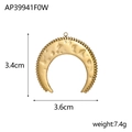Detailed view of 3.4x3.6cm gold hammered crescent moon pendant with beaded edges - Hammered Moon Style (AP39941F0W)