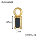 Detailansicht eines Mini-Goldanhängers mit schwarzem Zirkon, Größe 0,5 cm mal 0,3 cm - Rechteck Schwarzer Zirkon Stil (JP42036BW1)