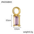Makroaufnahme von lila Zirkon-Anhänger mit 0,5cm Höhe und vergoldeter Fassung - Rechteck Lila Zirkon Stil (JP42036BW3)