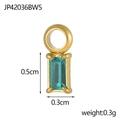 Makroansicht des 0,5cm grünen Zirkon-Anhängers mit Maßen und Goldkrallenfassung - Rechteck Grüner Zirkon Stil (JP42036BW5)
