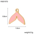 Pendentif queue de baleine en émail rose et acier doré pour création bijoux - Style de Queue de Poisson Rose (PJ00197D)