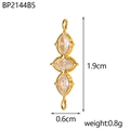 Ciondolo marquise dorato con zirconi chiari, misure 1,9 cm x 0,6 cm per gioielli DIY - Connettore a Triplo Strass Marquise Bianco (BP2144B5)