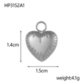 Detailed view of silver heart pendant with sunburst texture and 1.4cm height dimensions - Silver Heart With Round Ring (HP3152A1)