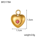 Ciondolo cuore dorato bohémien con cristallo rosa e dimensioni di 1,3 cm x 1,1 cm - Ciondolo a Cuore con Strass Rosa (BP2177B4)