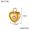 Ciondolo a cuore dorato con cristallo per gioielli fai da te, 1,3 cm x 1,1 cm - Ciondolo a Cuore con Strass Bianco (BP2177B5)