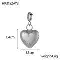 Detailed view of silver heart pendant with sunburst texture measuring 1.5cm by 1.4cm - Silver Heart With Spring Ring (HP3152AY3)