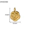 Detail view of a 0.8cm golden camellia pendant with a matte stainless steel finish - 3D Camellia Flower Style (BP48509B0)