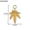 Golden stainless steel cannabis leaf pendant, detailed 2.2cm x 1.4cm jewelry accessory - Plant Leaf Style (BP48508B0)