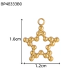 Golden star-shaped stainless steel pendant with bead border design, size 1.8cm by 1.2cm - Hollow Star Style (BP48333B0)