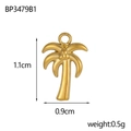 Macro du pendentif palmier doré dimensions 1,1cm par 0,9cm pour création de bijoux - Pendentif Palmier Doré (BP3479B1)