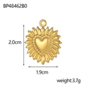 Détail du pendentif cœur en forme de tournesol en acier inoxydable doré - Pendentif Tournesol en Cœur (BP48462B0)