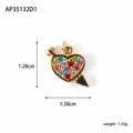 Gold heart arrow pendant with colorful cubic zirconia and stainless steel finish - Cupid Arrow Heart Style (AP35132D1)