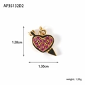 Pink crystal heart pendant with gold-plated arrow design for DIY jewelry - Cupid Arrow Heart Style (AP35132D2)