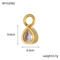 Detailed view of teardrop zircon pendant with 0.6cm height and 0.4cm width dimensions - White Teardrop Style (BP1029B2)