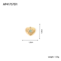 Golden titanium heart pendant with blue stone and white zircon stones in 1.2cm size - Radial Pattern Heart (AP41757D1)