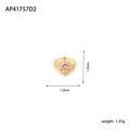 Golden heart pendant with pink stone, white zircons and sunburst texture, 1.26cm charm - Radial Pattern Heart (AP41757D2)