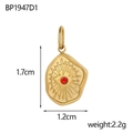 Vintage gold stainless steel evil eye sun charm pendant with red zircon inlay - Red Eye Center (BP1947D1)