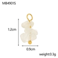 Macro view of crystal natural stone pendant with gold-plated frame and top hanging loop - White Crystal (MB4901S)