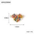 Golden heart charm with multi-colored crystals and dual-ring connectors for jewelry DIY - Multicolor Zirconia Heart (AP43229DW1)