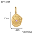 Detailed view of evil eye pendant with purple gemstone and gold stainless steel finish - Purple Eye Center (BP1947D2)