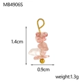 Detailed view of pink irregular crystal pendant with gold loop and size dimensions - Strawberry Quartz (MB4906S)