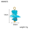 Detail view of blue natural stone pendant with 1.4cm height and 1.3g weight specifications - Blue Apatite (MB4907S)