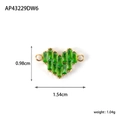 Green heart gemstone pendant in gold plated stainless steel with double connector rings - Multicolor Zirconia Heart (AP43229DW6)