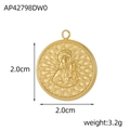 Makro-Detail des 2cm Gold-Ganesha-Anhängers mit Größen- und Gewichtsangaben - Runde Gittertextur Madonna Kind (AP42798DW0) / Gold