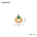 Macro view of teardrop turquoise pendant with beaded gold frame and dimensions - Hollow Round Ruby in Zoisite Style (FP29074D4)