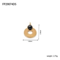 Pendentif rond vintage en acier inoxydable doré avec pierre noire et relief ciselé - Style Agate Noire Rond Ajouré (FP29074D5)