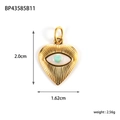 Golden heart-shaped stainless steel evil eye pendant with light green turquoise stone - Evil Eye Heart (BP43585B11)